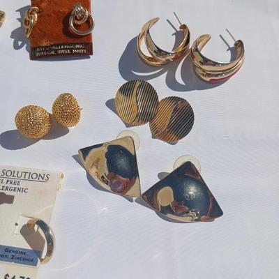 Gold toned earrings for pierced ears - all different shapes & sizes