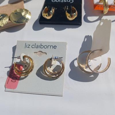 Gold toned earrings for pierced ears - all different shapes & sizes