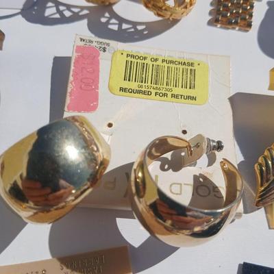 Gold toned earrings for pierced ears - all different shapes & sizes