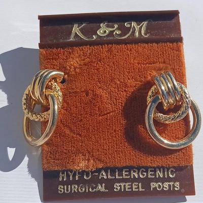 Gold toned earrings for pierced ears - all different shapes & sizes