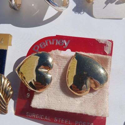 Gold toned earrings for pierced ears - all different shapes & sizes