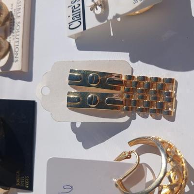 Gold toned earrings for pierced ears - all different shapes & sizes