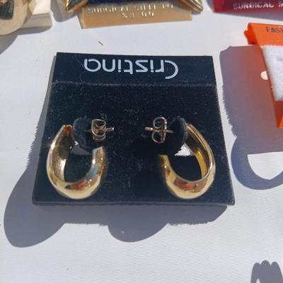 Gold toned earrings for pierced ears - all different shapes & sizes