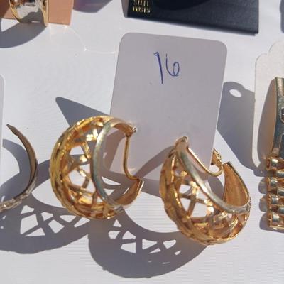 Gold toned earrings for pierced ears - all different shapes & sizes