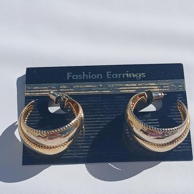 Gold toned earrings for pierced ears - all different shapes & sizes