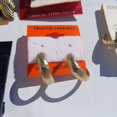 Gold toned earrings for pierced ears - all different shapes & sizes