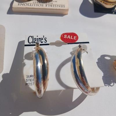 Gold toned earrings for pierced ears - all different shapes & sizes