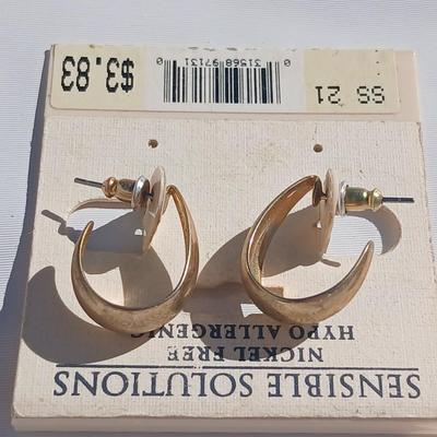 Gold toned earrings for pierced ears - all different shapes & sizes