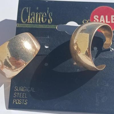 Gold toned earrings for pierced ears - all different shapes & sizes