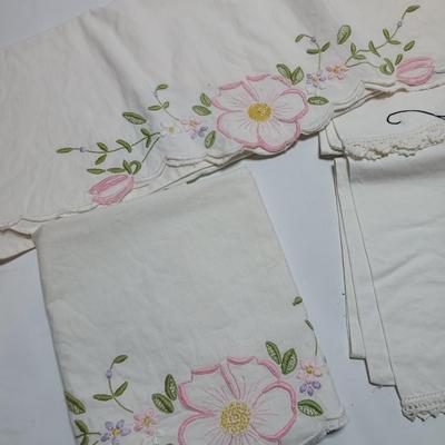 Vintage embroidered standard pillowcases - all have a pair except one
