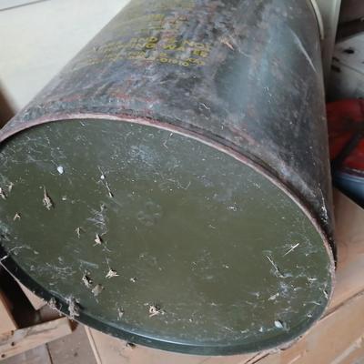 Vintage Civil Defense Survival Supplies Metal Can Container Cold War Memorabilia Green Drinking Water Drum WW2