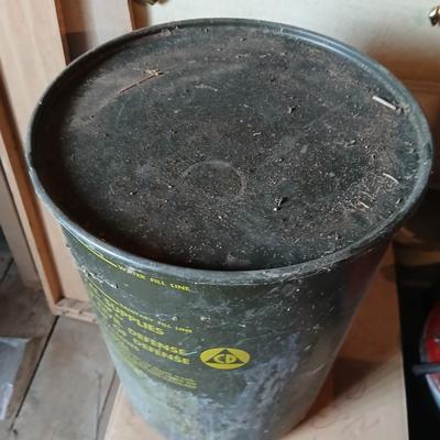 Vintage Civil Defense Survival Supplies Metal Can Container Cold War Memorabilia Green Drinking Water Drum WW2