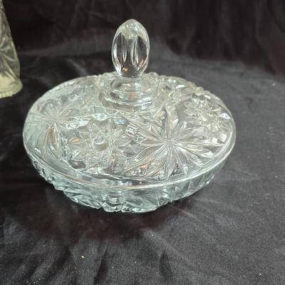 EAPC Glassware - lidded candy dish - vase - and an assortment of bowls