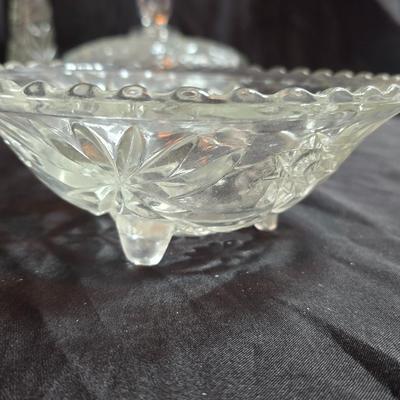 EAPC Glassware - lidded candy dish - vase - and an assortment of bowls