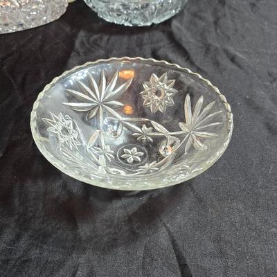 EAPC Glassware - lidded candy dish - vase - and an assortment of bowls