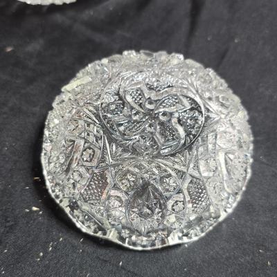 Collection of vintage Glassware - IRENE EAPG Iowa City Flint Glass bread plate - Wick's company toothpick holder - Glass bowls and more