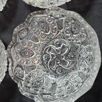 Collection of vintage Glassware - IRENE EAPG Iowa City Flint Glass bread plate - Wick's company toothpick holder - Glass bowls and more