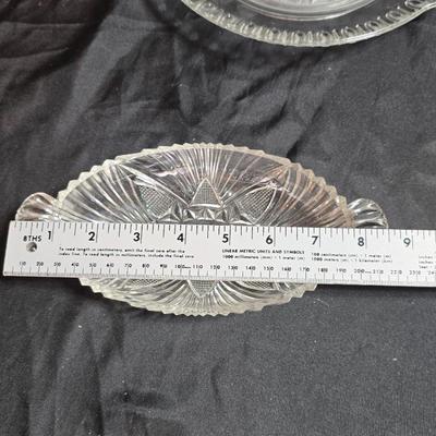 Collection of vintage Glassware - IRENE EAPG Iowa City Flint Glass bread plate - Wick's company toothpick holder - Glass bowls and more