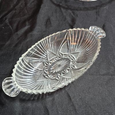 Collection of vintage Glassware - IRENE EAPG Iowa City Flint Glass bread plate - Wick's company toothpick holder - Glass bowls and more