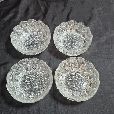 Collection of vintage Glassware - IRENE EAPG Iowa City Flint Glass bread plate - Wick's company toothpick holder - Glass bowls and more