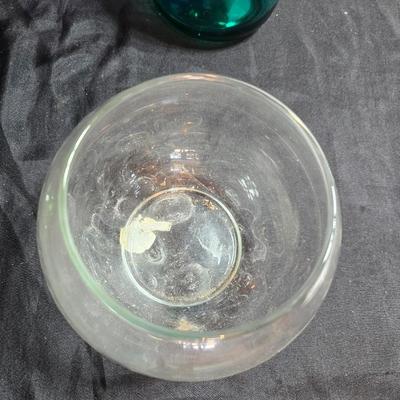 Variety of neat Colored glass vases, jar and bottles
