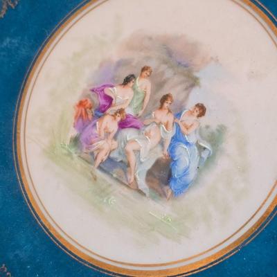 Six Retro MCM Libbey Dandelion wisp Atomic gold glasses - 24k gold commonwealth Silver Inc. tray - Bavaria pastoral scene plate and more