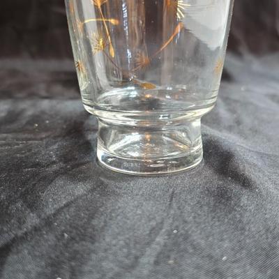 Six Retro MCM Libbey Dandelion wisp Atomic gold glasses - 24k gold commonwealth Silver Inc. tray - Bavaria pastoral scene plate and more