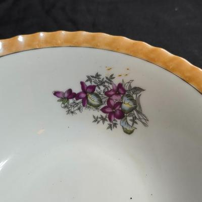 Six Retro MCM Libbey Dandelion wisp Atomic gold glasses - 24k gold commonwealth Silver Inc. tray - Bavaria pastoral scene plate and more