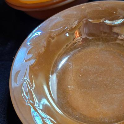 Vintage Peach Lustre Laurel Leaf Fire King oven-proof Dishes
