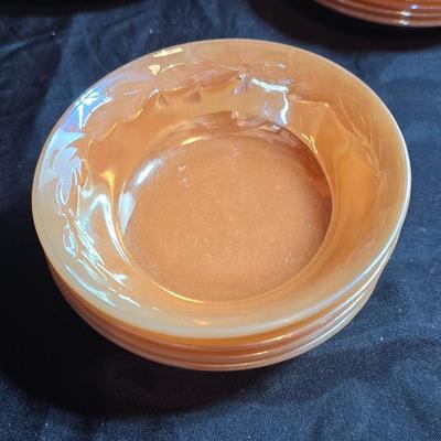 Vintage Peach Lustre Laurel Leaf Fire King oven-proof Dishes