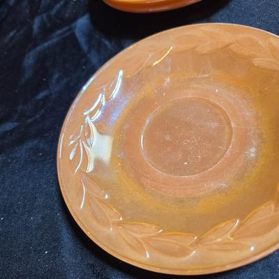 Vintage Peach Lustre Laurel Leaf Fire King oven-proof Dishes