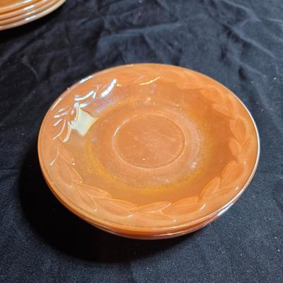 Vintage Peach Lustre Laurel Leaf Fire King oven-proof Dishes