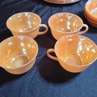 Vintage Peach Lustre Laurel Leaf Fire King oven-proof Dishes