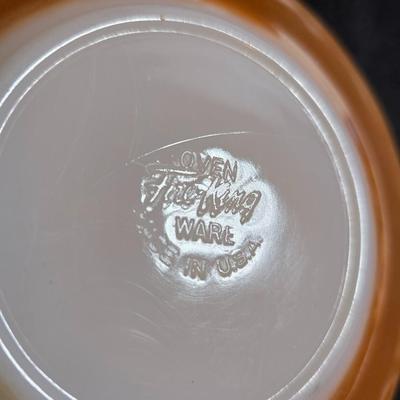 vintage Fire-King Peach Lusterware Banded pattern-Saucers and Mugs Retro Orange glassware dishes -