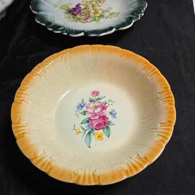 Vintage floral serving bowls - Homer Laughlin - W. Austria lidded vegetable dish - Zeh, Scherzer & Co oval dish = Hand painted salt...
