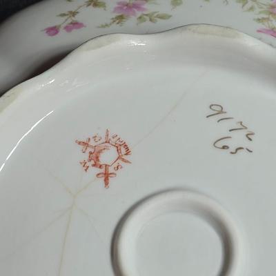 Vintage floral serving bowls - Homer Laughlin - W. Austria lidded vegetable dish - Zeh, Scherzer & Co oval dish = Hand painted salt...