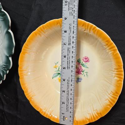 Vintage floral serving bowls - Homer Laughlin - W. Austria lidded vegetable dish - Zeh, Scherzer & Co oval dish = Hand painted salt...