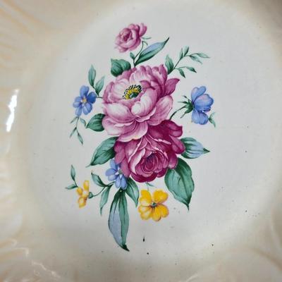 Vintage floral serving bowls - Homer Laughlin - W. Austria lidded vegetable dish - Zeh, Scherzer & Co oval dish = Hand painted salt...