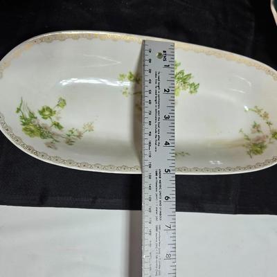 Vintage floral serving bowls - Homer Laughlin - W. Austria lidded vegetable dish - Zeh, Scherzer & Co oval dish = Hand painted salt...