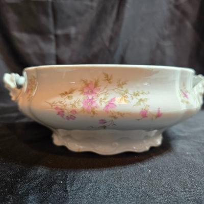Vintage floral serving bowls - Homer Laughlin - W. Austria lidded vegetable dish - Zeh, Scherzer & Co oval dish = Hand painted salt...
