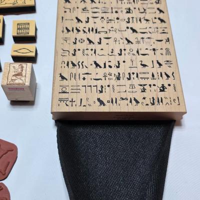 Assortment of stamps for crafting - mostly Aztec designs -