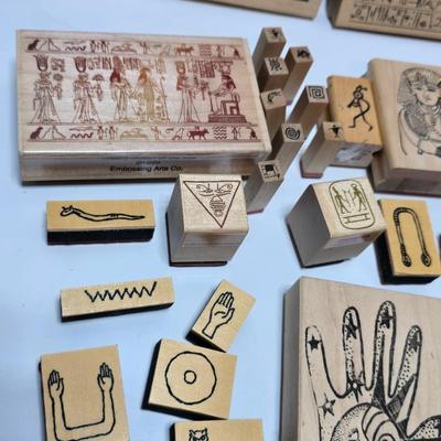 Assortment of stamps for crafting - mostly Aztec designs -