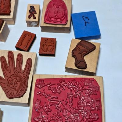 Assortment of stamps for crafting - mostly Aztec designs -