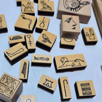 Assortment of stamps for crafting - mostly Aztec designs -