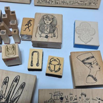 Assortment of stamps for crafting - mostly Aztec designs -