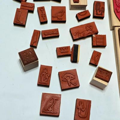 Assortment of stamps for crafting - mostly Aztec designs -