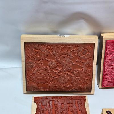 Assortment of stamps for crafting - mostly Aztec designs -