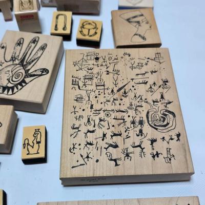 Assortment of stamps for crafting - mostly Aztec designs -