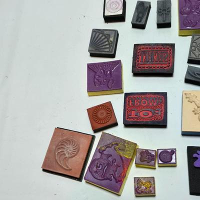 Wide variety of stamp blocks for crafting - Hearts -bugs-foreign letters- flowers - and many others!