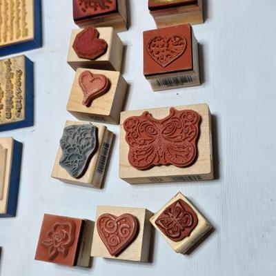 Wide variety of stamp blocks for crafting - Hearts -bugs-foreign letters- flowers - and many others!